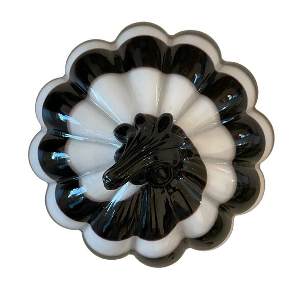 Christian Siriano Hand Blown Art Glass Pumpkin White Black Stripe Swirl 9x8 NEW - Picture 3 of 15